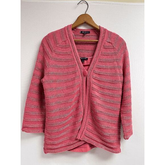 Vintage Anne Klein Womens 3/4 Sleeve One Button Cardigan with Inner & Sweater Pi - Picture 14 of 16
